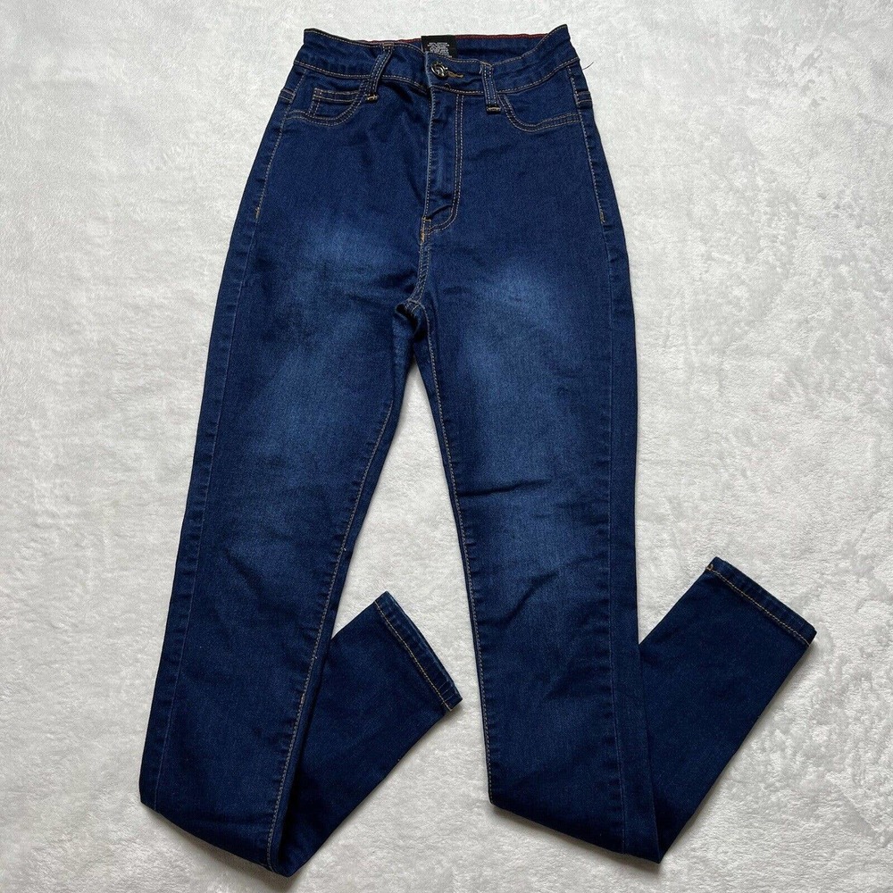Fashion Lover Brand Womens Slim Skinny Jeans Blue Stretch Pockets Size Small